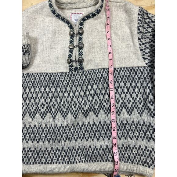 Vintage Score Norway Wool Sweateri Scandinavia Pullover Pewter Clasps Men M/L - Picture 7 of 8